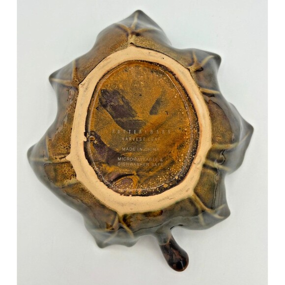 Pottery Barn Harvest Leaf Ceramic Glazed Serving Plate Tray Autumn Fall Decor - Picture 7 of 16